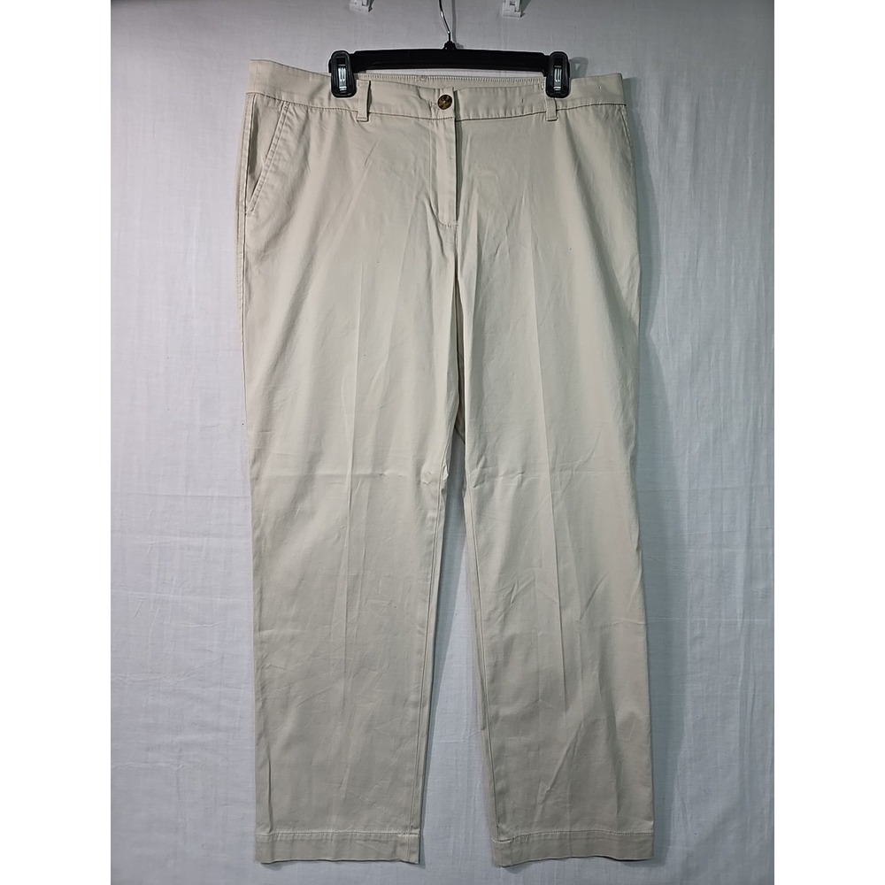 Talbots Women's 14P Cream Chino Classic Straight-Leg Cotton Spandex Stretch